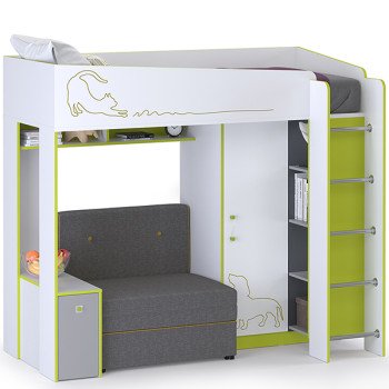 Альфа Кровать-чердак с диванным блоком