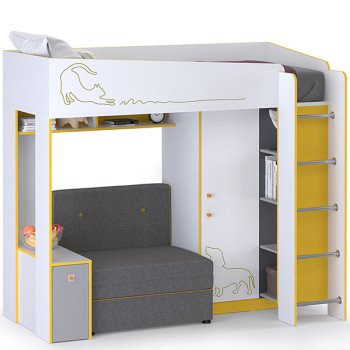 Альфа Кровать-чердак с диванным блоком