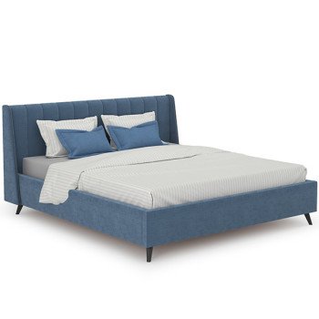 Кровать интерьерная Мелисса 1800 + подъёмный ортопед + дно, ткань Велюр Тори 83 велюр (серо-синий), ШхГхВ 203х217х104 см., сп.м. 1800х2000, б/м