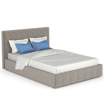 Кровать интерьерная Милана 1400 + подъёмный ортопед + дно, ткань Велюр Лекко фог (светлый кварцевый серый), ШхГхВ 152х217х104 см, сп.м. 1400х2000, б/м