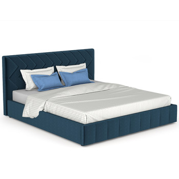 Кровать интерьерная Милана 1800 + подъёмный ортопед + дно, ткань Велюр Лекко океан (полуночно-синий), ШхГхВ 192х217х104 см., сп.м. 1800х2000, б/м