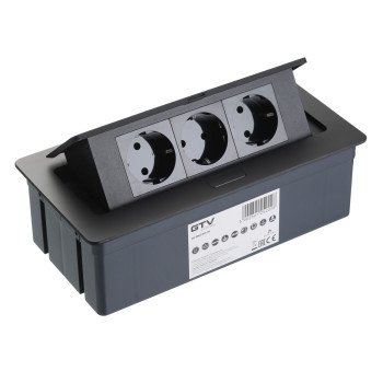 Блок розеток настольный SOFT 3 розетки AE-PBSC3GS-20N (Schuko), черный, с проводом 1,5 метра