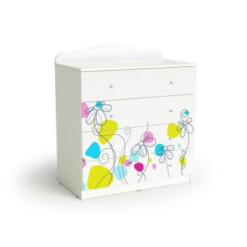 Комод 'Цветы', Белый