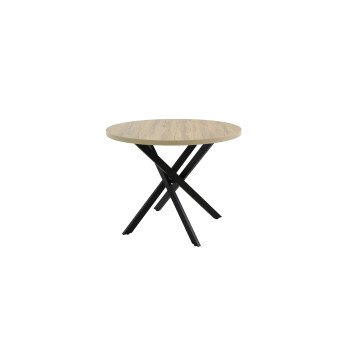 Стол Рига D950,Дуб Сильверджек Ореховый, Поненте/Чёрный