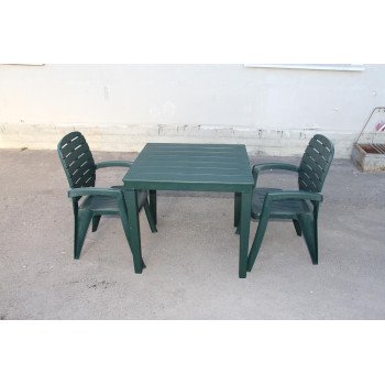 Комплект пластиковой мебели Прованс (квадратный), цвет темно-зеленый, 2 кресла Комплект пластиковой мебели Прованс (квадратный), цвет темно-зеленый, 2 кресла