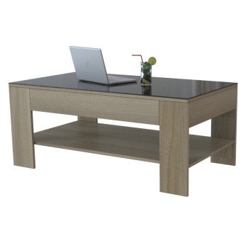 Журнальный столик BeautyStyle 26 (Сонома/черное стекло)