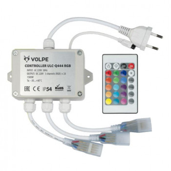 Контроллер для светодиодных RGB лент 220В с пультом ДУ (UL-00002275) Volpe ULC-Q444 RGB White